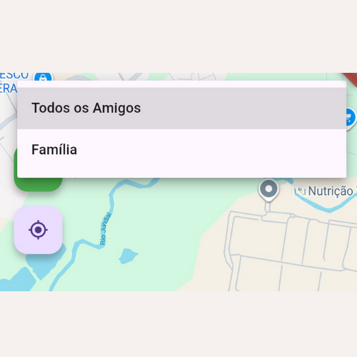 Mapa sendo filtrado para mostrar apenas um grupo de amigos