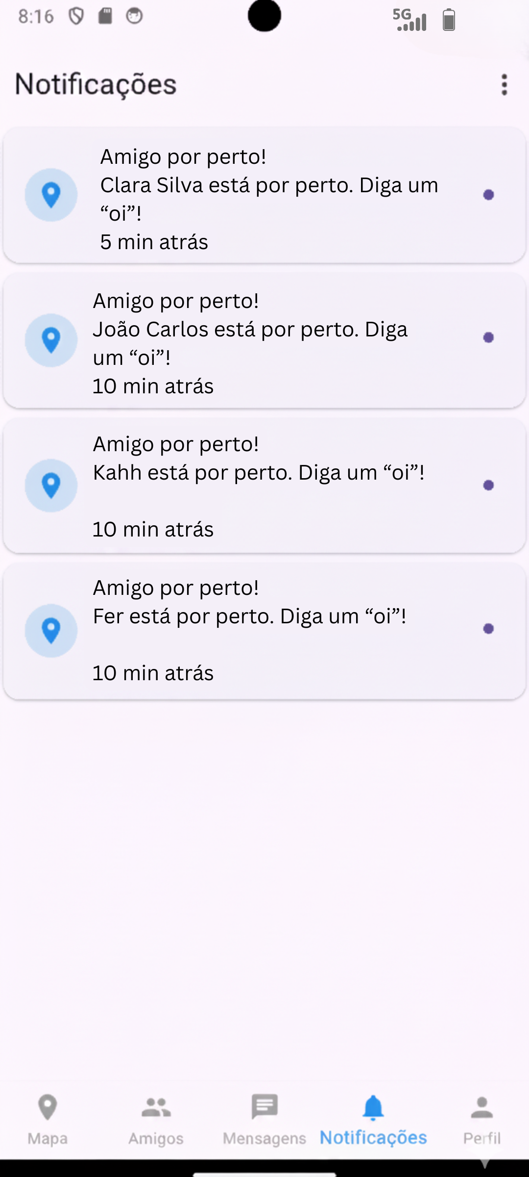 Notificação de proximidade