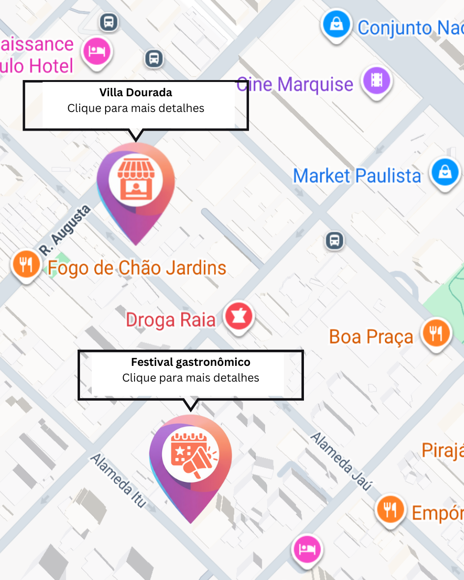 Ponto de interesse comercial no mapa